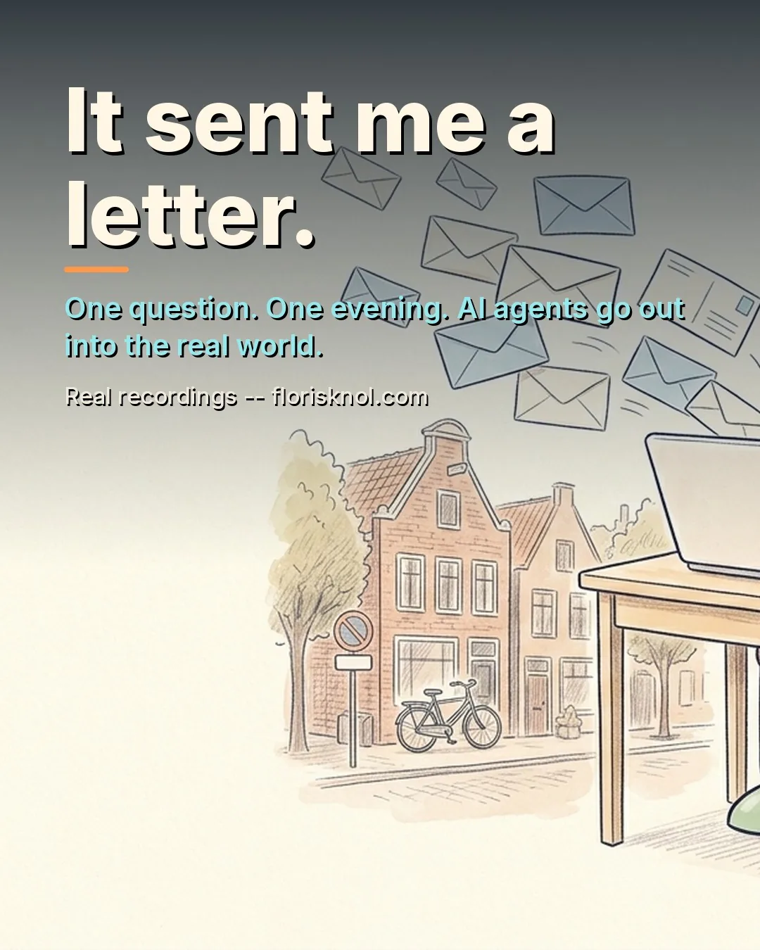 Cover of the video in the house style: a robot wearing a postman's cap at a desk next to a red mailbox, and the title of the video.