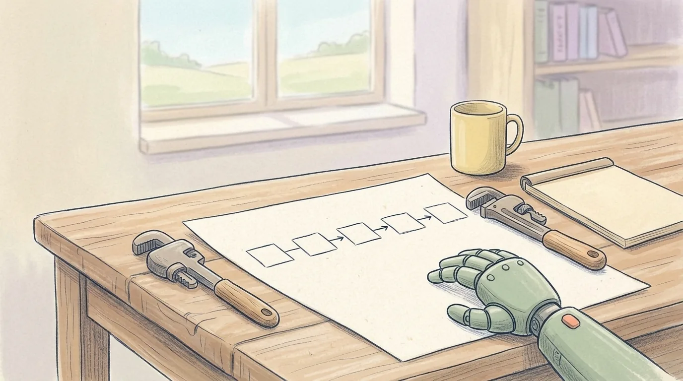 A watercolour as the opening image for the article about putting AI into a work process.