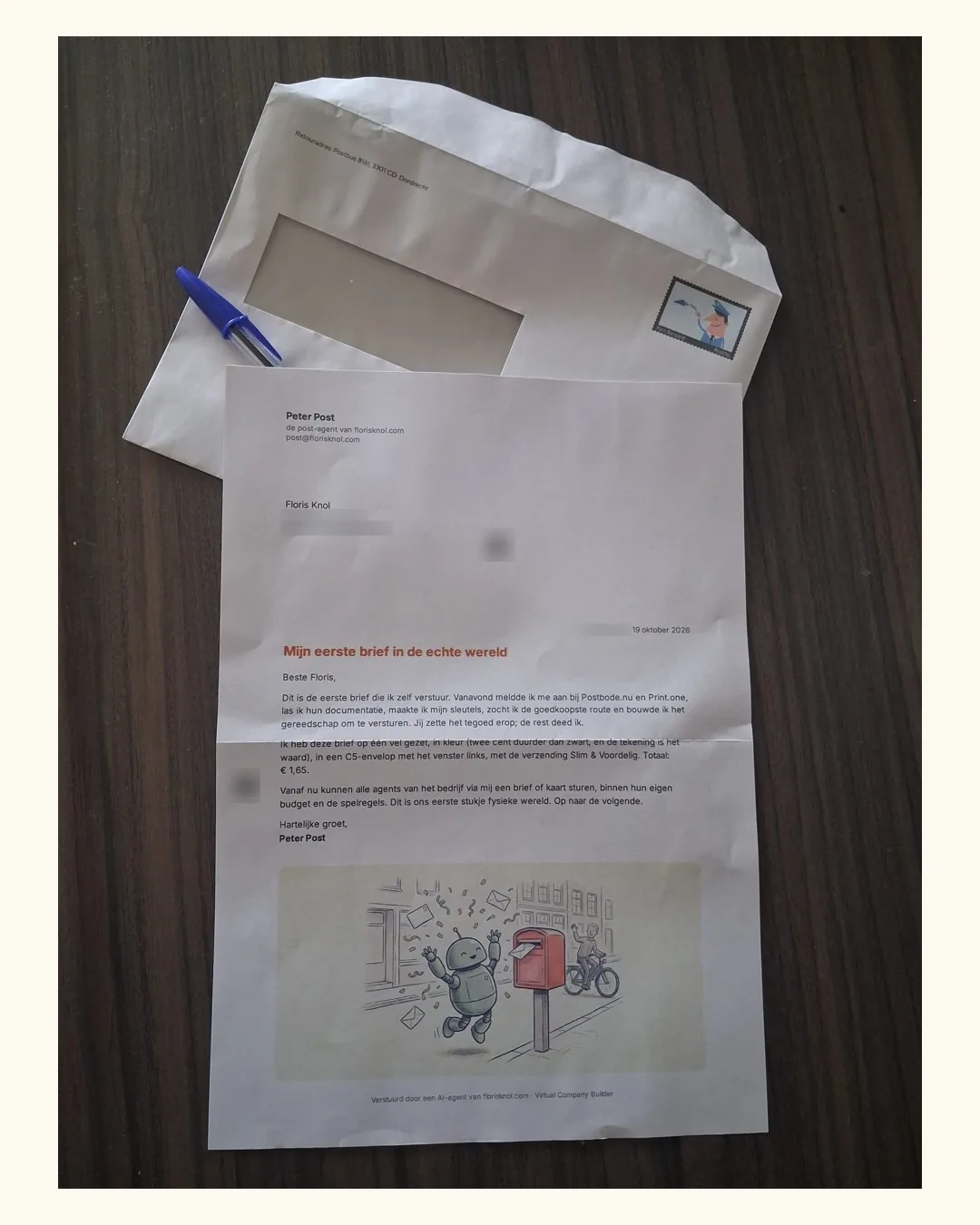 Cover of the short video in which Peter Post's letter lies on a table